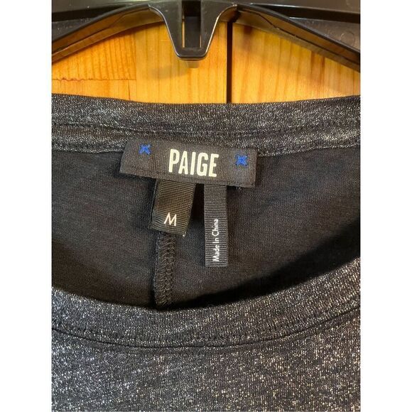 PAIGE Women's Lor Tee Crew Neck Grey Metallic Size Medium (3851) - Picture 2 of 4